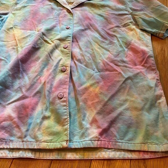 NWOT BP Women's muticolor tie dye collar button down cotton blend shirt sz small - Picture 4 of 8